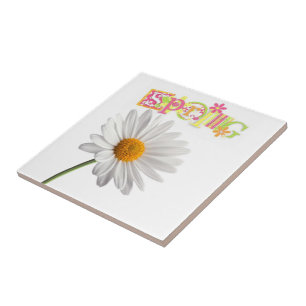 Keramik Tile White Daisy Floral Spring Fliese