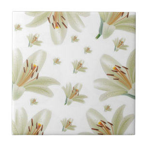 Keramik Tile White Tulip Floral Fliese