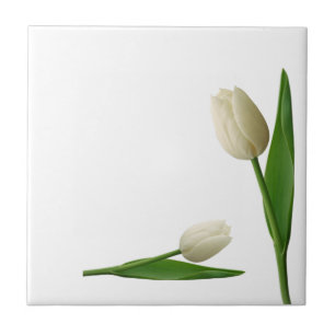 Keramik Tile White Tulips Floral Fliese