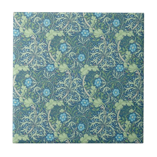 KERAMIK TILE ; WILLIAM MORRIS : SEAWEED FLIESE (Vorderseite)