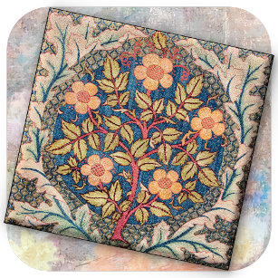 Keramik TILE - Wm. Morris Rose Wreath Fabric Desig Fliese