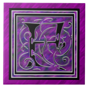 Keramik-Tiles für Monogramm "Lila Gewässer" Fliese