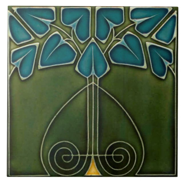 Keramik Tiles - Jugendstil-Reproduktion Fliese (Vorderseite)