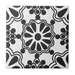 Keramik Tiles - mexikanisches Muster B/W Fliese