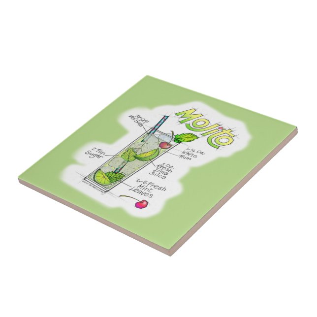 KERAMIK TILES - MOJITO RECIPE COCKTAIL ART FLIESE (Seite)