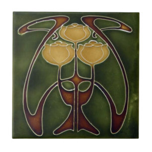 Keramik Tiles - Tulips Art Nouveau Reproduction Fliese