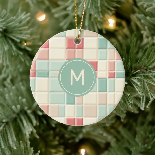 Keramik Tiles von benutzerdefinierten Monogram-Pas Ornament (Baum)