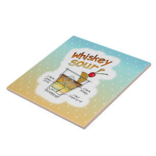 KERAMIK TILES - WHISKEY SOUR RECIPE COCKTAIL ART FLIESE
