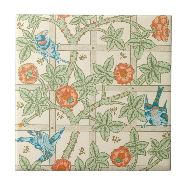 KERAMIK TITEL : WILLIAM MORRIS : TRELLIS FLIESE (Vorderseite)