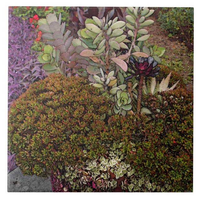 KERAMIK/TRIVET "GEMISCHTE FLORALGRUPPEN" FLIESE (Vorderseite)