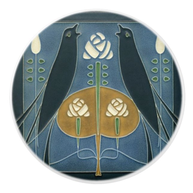 Keramik Tür und Schrank Knobs - Vögel Rose Keramikknauf (Vorderseite)