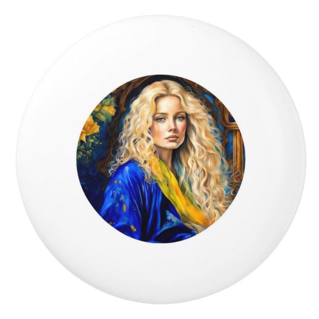 Keramik Türknauf - blau Keramikknauf (Vorderseite)