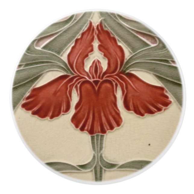 Keramik-Umkarton und Türknopf - Iris Keramikknauf (Vorderseite)