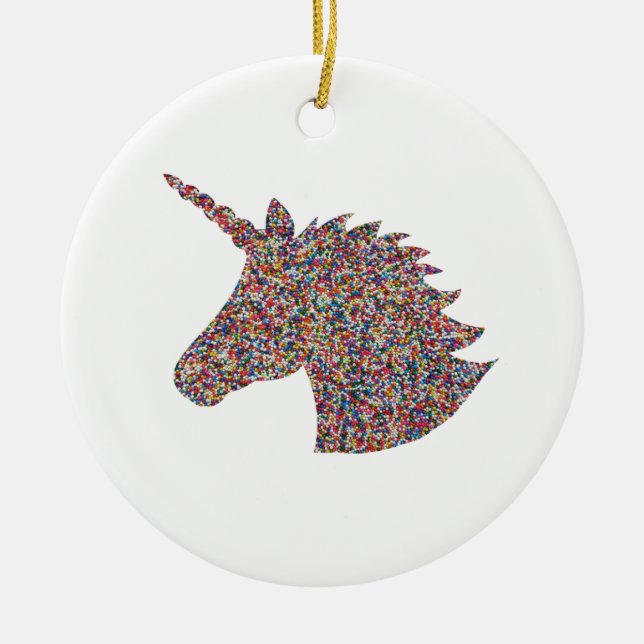Keramik Unicorn Regenbogen Ornament (Vorne)
