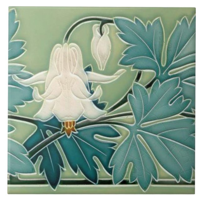 Keramik Wandfliesenkamin Jugendstil Fliese (Vorderseite)