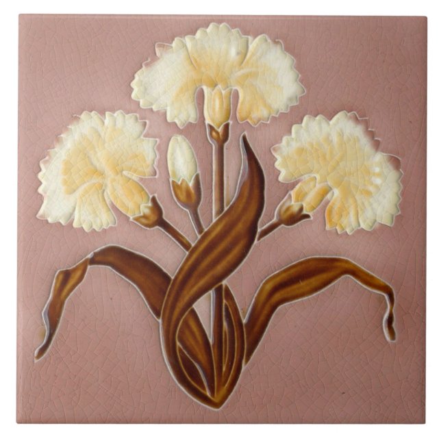 Keramik Wandfliesenkamin Jugendstil Fliese (Vorderseite)