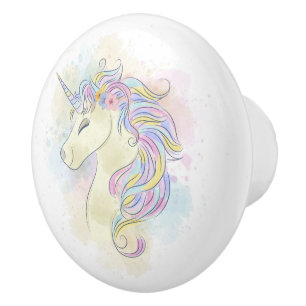 Keramik Wasserfarbe Einhorn Keramikknauf