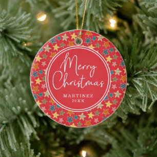 Keramik Weihnachts-Gingerbread-Star-Keks-Muster Ornament