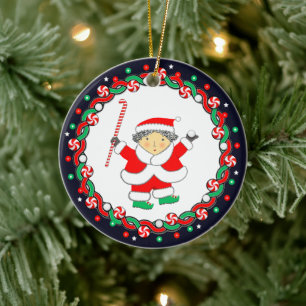 Keramik-Weihnachtsbaumanhänger für Feldhockey-Urla Keramik Ornament