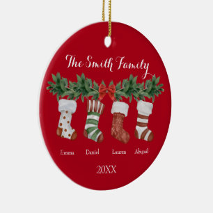 Keramik-Weihnachtsfamilie-Socken-Ornament Keramik Ornament