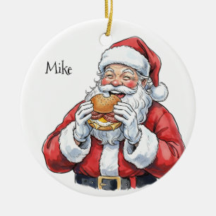 Keramik-Weihnachtsmann-Ornament mit Pork Roll esse Keramik Ornament