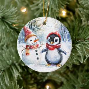 Keramik-Weihnachtspinguin Keramik Ornament