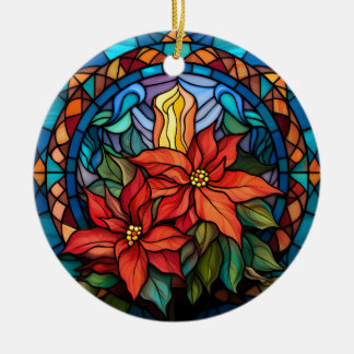 Keramik Weihnachtsschmuck mit Pointsettia