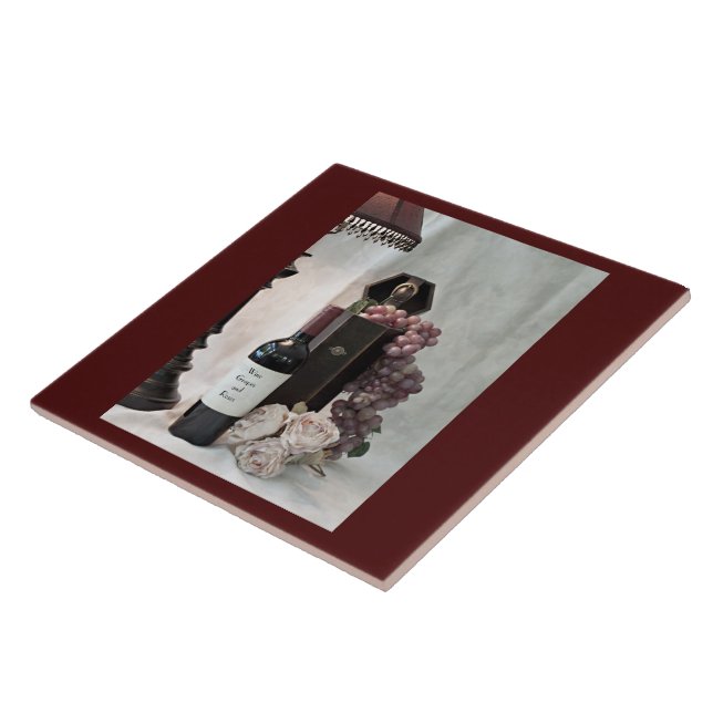 Keramik Weintrauben, Weintrauben und Rose Fliese (Seite)