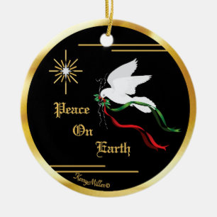 Keramik White Dove Ornament