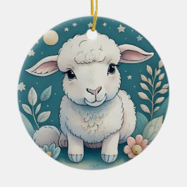 Keramik Zierschmuck niedliche Schafskinder Geschen Ornament