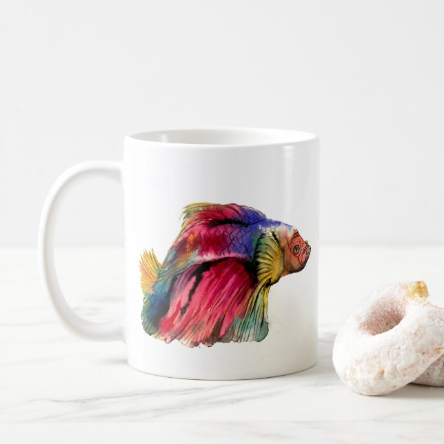 Keramikbecher mit Betta-Fisch-Design Kaffeetasse (Mit Donut)
