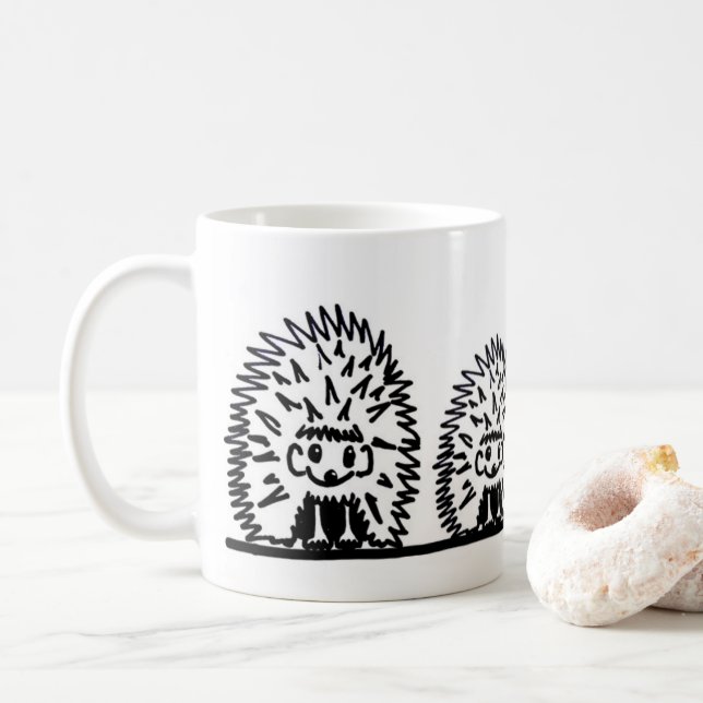 Keramikbecher mit Igel-Familiendesign Kaffeetasse (Mit Donut)