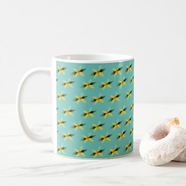 Keramikbecher mit Olivenblütenmuster Kaffeetasse (Mit Donut)