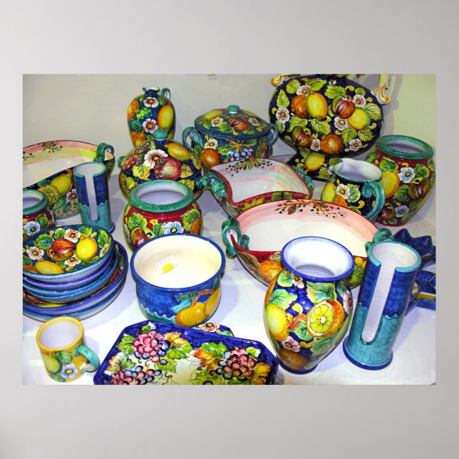 Keramiken aus Sorrento (Italien) Poster (Vorne)