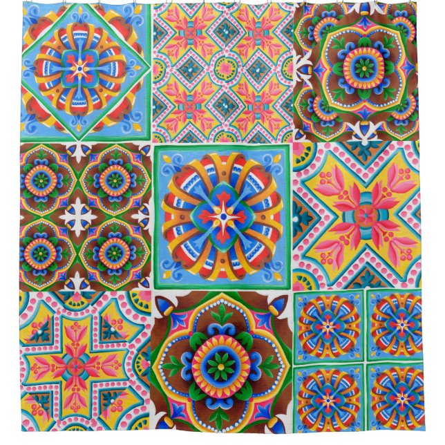 Keramiken, Majolika, Zierabstrakte, arabisch, a Duschvorhang (Vorderseite)