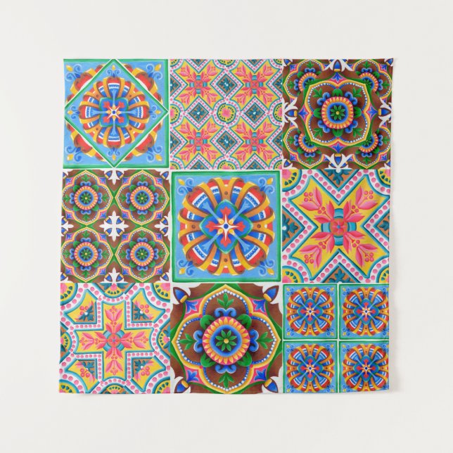 Keramiken, Majolika, Zierabstrakte, arabisch, a Wandteppich (Vorderseite)