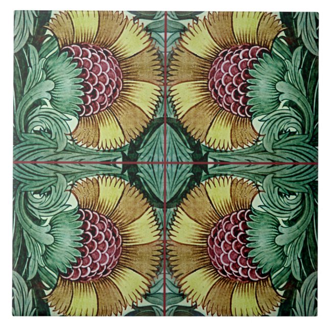 Keramiken Williams De Morgan Victorian Fliese (Vorderseite)