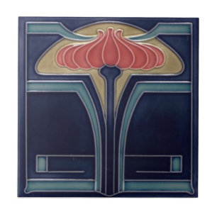 Keramikfliese - Antik aussehende florale Art Nouve