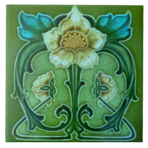 Keramikfliese - Art Nouveau Blumendesign Vintage