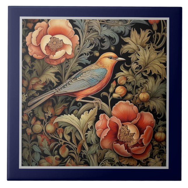 Keramikfliese - Art Nouveau-Vogelmuster (Vorderseite)