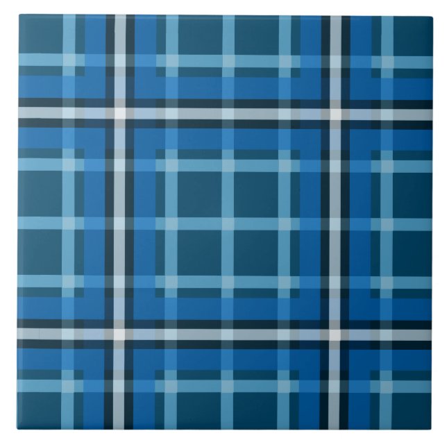 Keramikfliese Blau Tartan Karo Karomuster (Vorderseite)