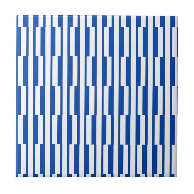 Keramikfliese Blau-Weiß gestreift (Vorderseite)