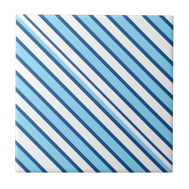 Keramikfliese Blau-Weiß gestreift (Vorderseite)