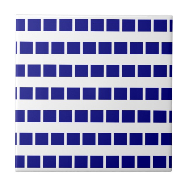 Keramikfliese Blau-Weiß gestreift kariert (Vorderseite)