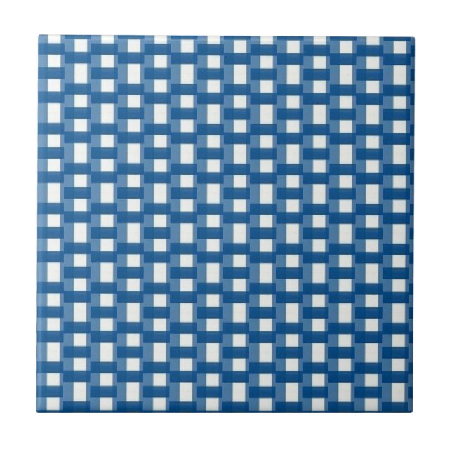 Keramikfliese Blau & Weiß gestreift Quadrat (Vorderseite)