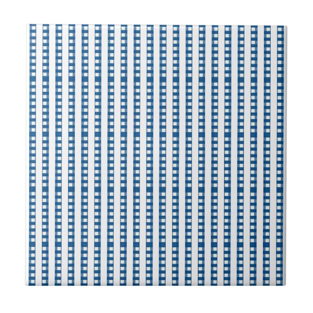 Keramikfliese Blau & Weiß gestreift Quadrat (Vorderseite)