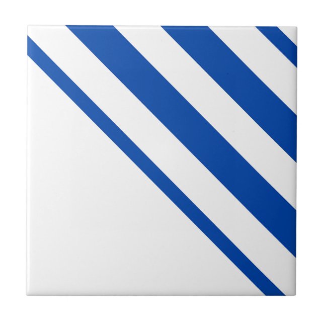 Keramikfliese Blau-Weiß gestreift quadratisch (Vorderseite)