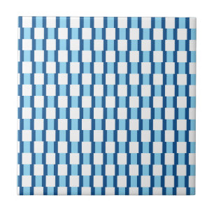 Keramikfliese Blau-Weiß gestreift quadratisch