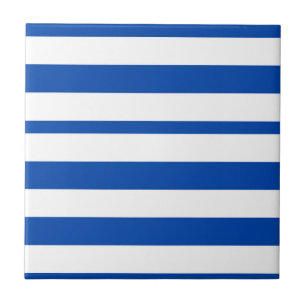 Keramikfliese Blau-Weiß gestreift quadratisch