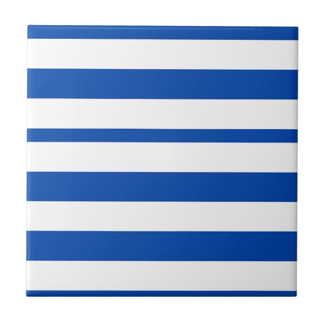 Keramikfliese Blau-Weiß gestreift quadratisch (Vorderseite)